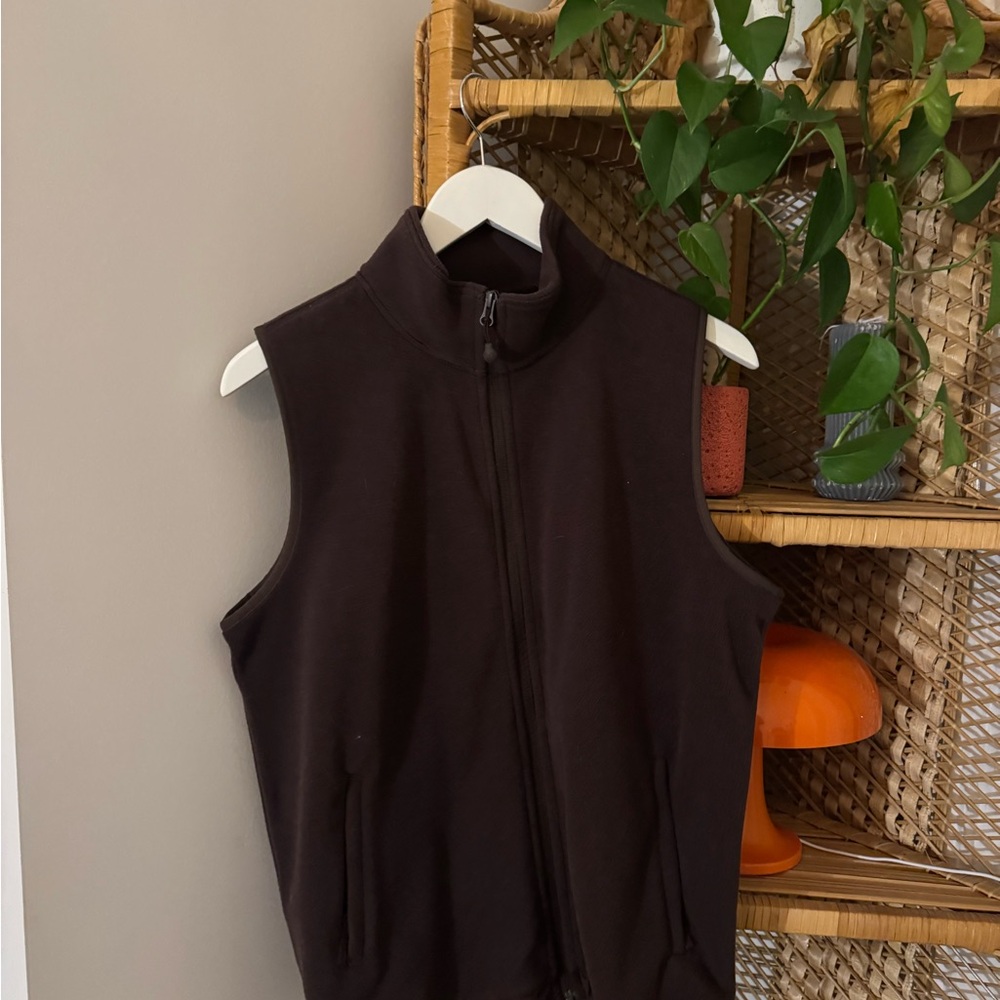 TNA Sleeveless Brown Zip-Up Vest